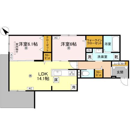 D-レジデンス豊里(2LDK/1階)の間取り写真