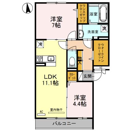 HALEWALEAⅤ(2LDK/2階)の間取り写真