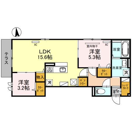 クラシスト杭全(2LDK/1階)の間取り写真