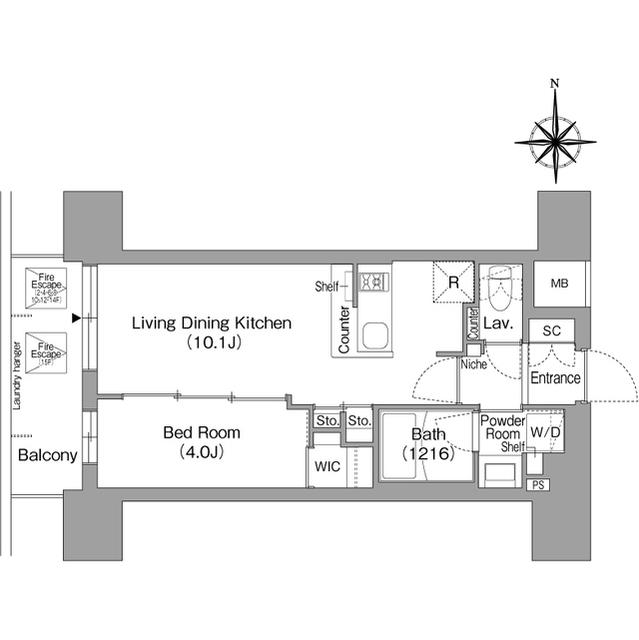 コンフォリア・リヴ北浜淡路町(1LDK/14階)の間取り写真