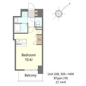 S-RESIDENCE堺ALTKLAS(ワンルーム/13階)の間取り写真
