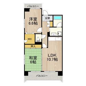 ボヌール御崎(2LDK/6階)の間取り写真