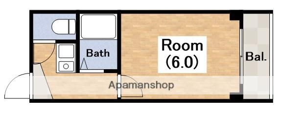 オーキッドコート田辺(1K/6階)の間取り写真