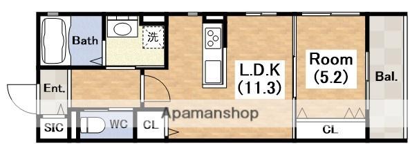 アイメゾン長居西(1LDK/2階)の間取り写真