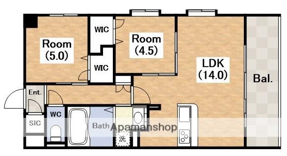 スプランディッド駒川中野駅前(2LDK/4階)の間取り写真