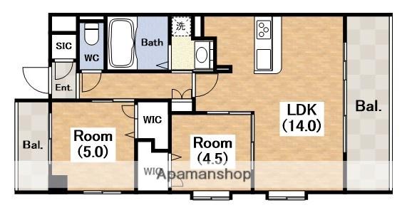 スプランディッド駒川中野駅前(2LDK/5階)の間取り写真