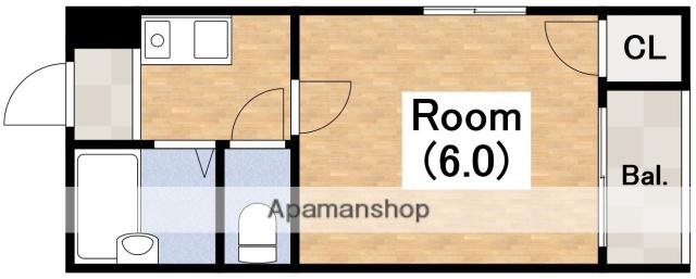 ロイヤルヴィラ昭和町(1K/4階)の間取り写真