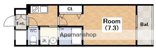 アーバンパーク田辺(1K/8階)の間取り写真