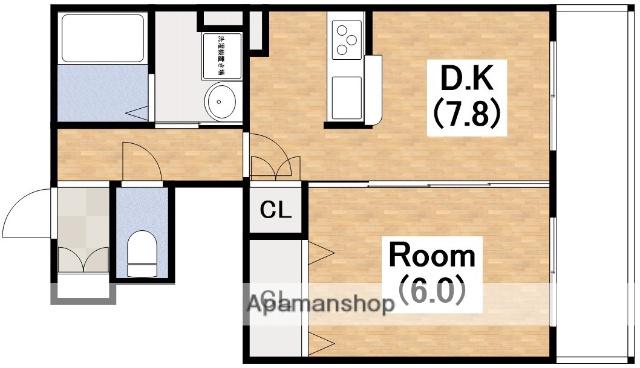 ドゥジェーム(1DK/1階)の間取り写真