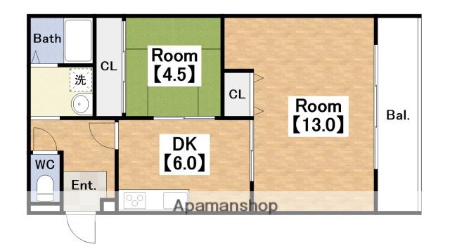 エフアール西田辺(2DK/3階)の間取り写真