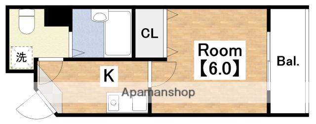 シャルム文の里(1K/3階)の間取り写真