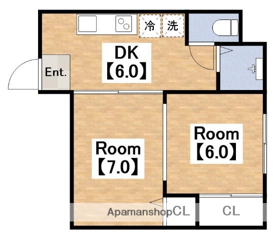 早川マンション長居ビル(2DK/2階)の間取り写真