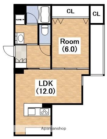 クローバー・プレミア昭和町(1LDK/8階)の間取り写真