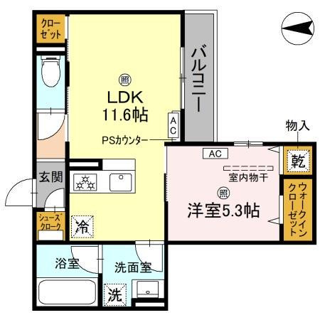 グランディーユ平野西(1LDK/3階)の間取り写真