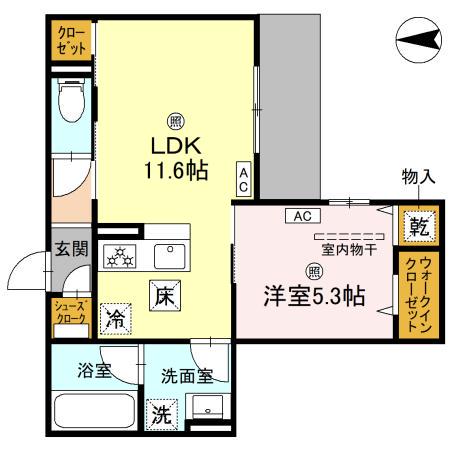 グランディーユ平野西(1LDK/1階)の間取り写真