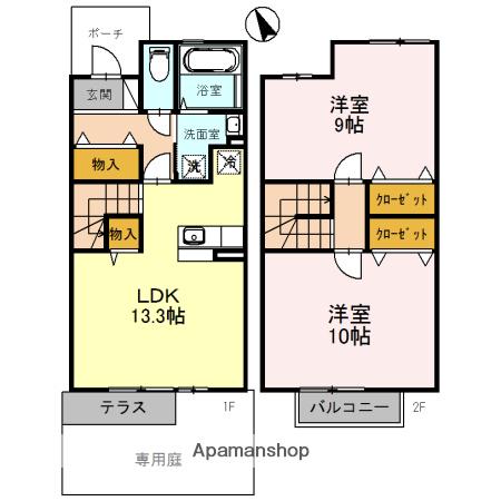 メルヴェーユ北畠(2LDK)の間取り写真