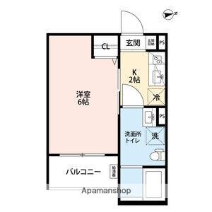 CRASTINE住吉大社(1K/2階)の間取り写真