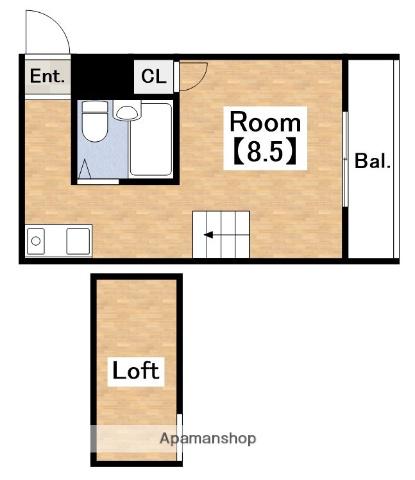 エフィーネ西田辺(ワンルーム/4階)の間取り写真