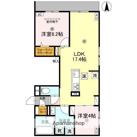 スペチアーレ鷹合(2LDK/2階)の間取り写真