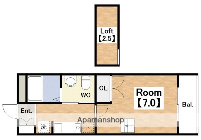 W.O.Bレマーニー昭和町(1K/2階)の間取り写真