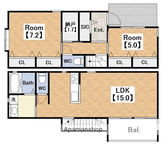 住吉区苅田PJ(2SLDK/1階)の間取り写真