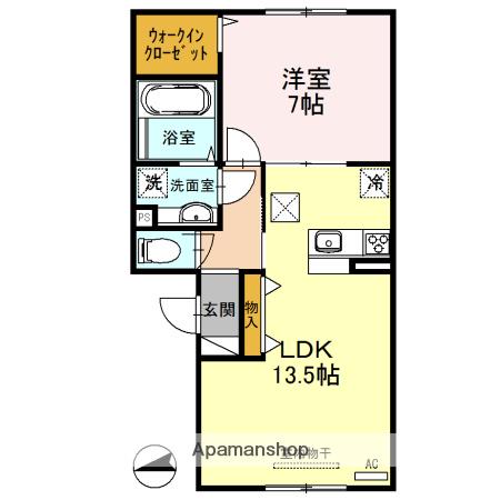 ソレーユ司(1LDK/1階)の間取り写真