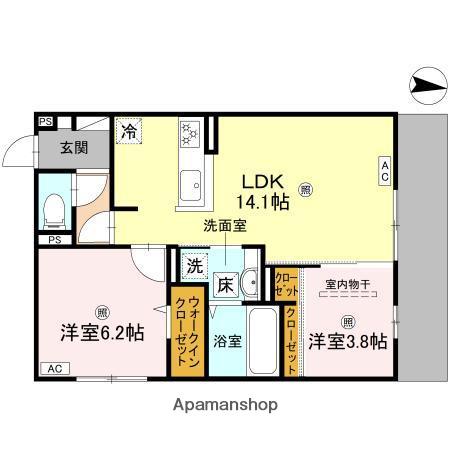 D-RESIDENCE墨江(2LDK/1階)の間取り写真