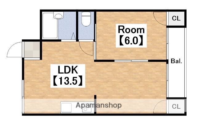 松恵コーポラス(1LDK/2階)の間取り写真