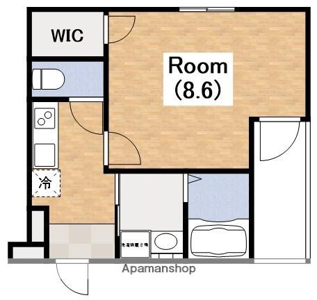 フジパレス針中野湯里(1K/2階)の間取り写真