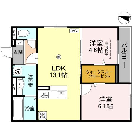 ナティサウス(2LDK/3階)の間取り写真