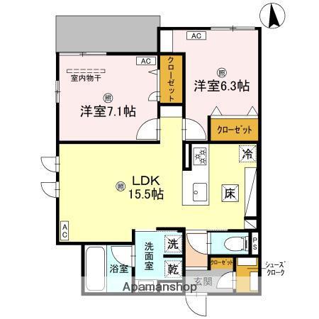 スペチアーレ杭全(2LDK/1階)の間取り写真