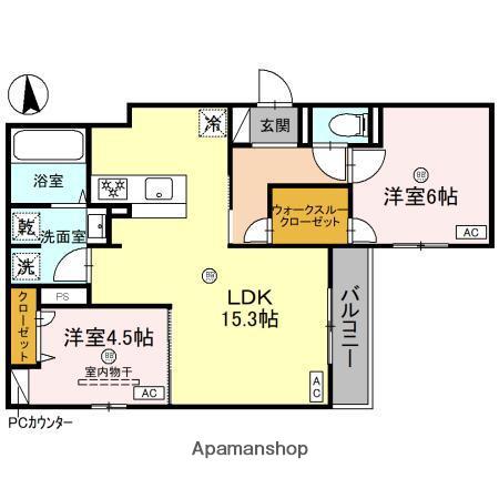 ライジング ヒルズ(2LDK/2階)の間取り写真