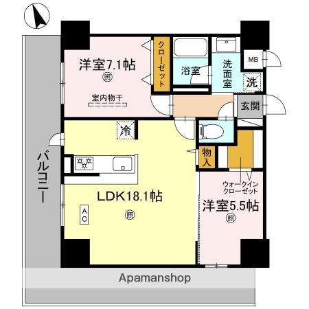 D-ROOM帝塚山(2LDK/2階)の間取り写真