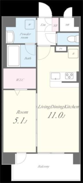 ラ・リヴィエール(1LDK/1階)の間取り写真