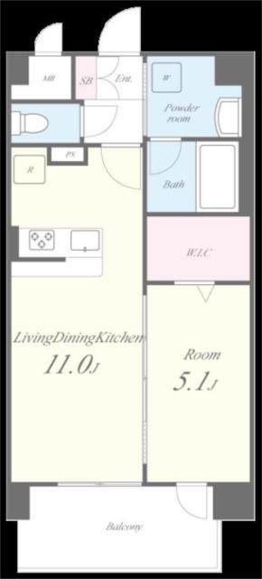 ラ・リヴィエール(1LDK/8階)の間取り写真