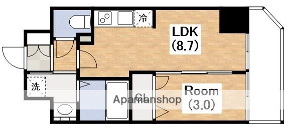 プレサンス天王寺デルニエ(1LDK/2階)の間取り写真