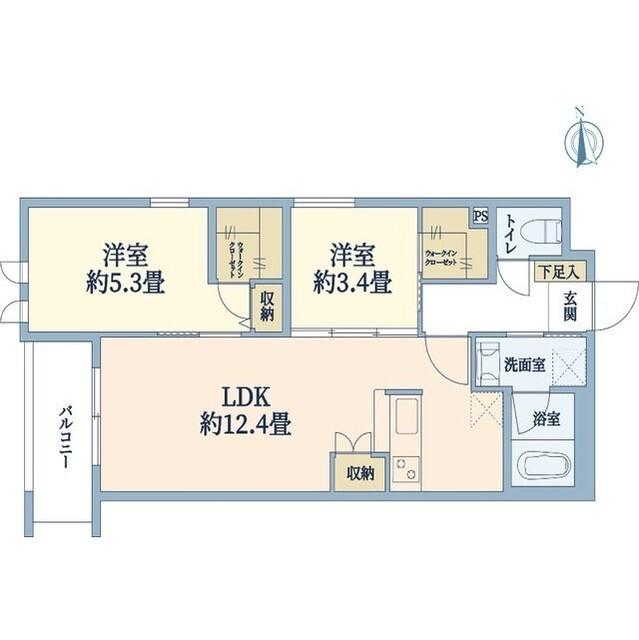 ウェルスクエア山坂(2LDK/3階)の間取り写真