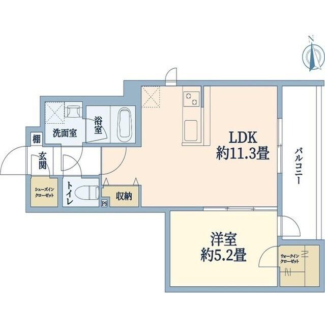 ウェルスクエア山坂(1LDK/4階)の間取り写真