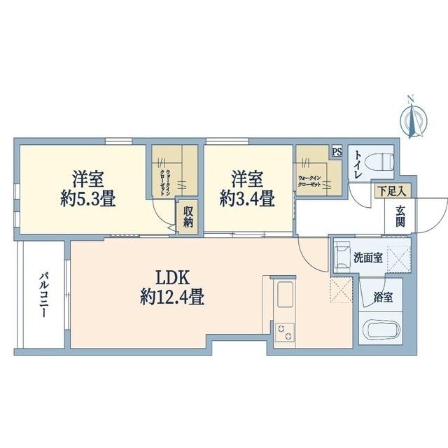 ウェルスクエア山坂(2LDK/1階)の間取り写真