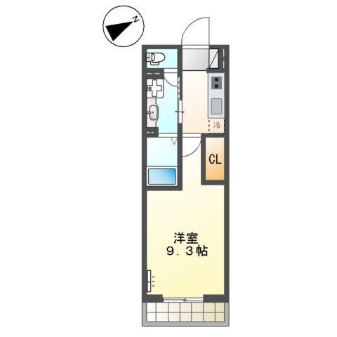 大阪市住吉区長居アパート(1K/3階)の間取り写真