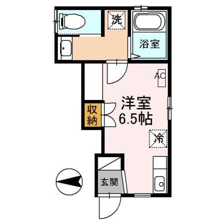 ビーバーズハウスIII(ワンルーム/1階)の間取り写真
