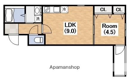 フジパレス松虫通イースト(1LDK/2階)の間取り写真
