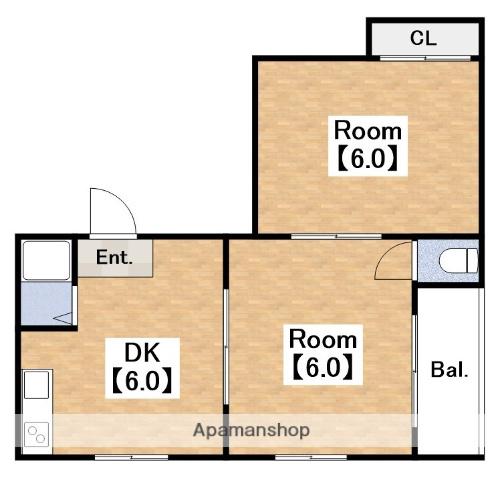 大和川パピレス(2DK/4階)の間取り写真