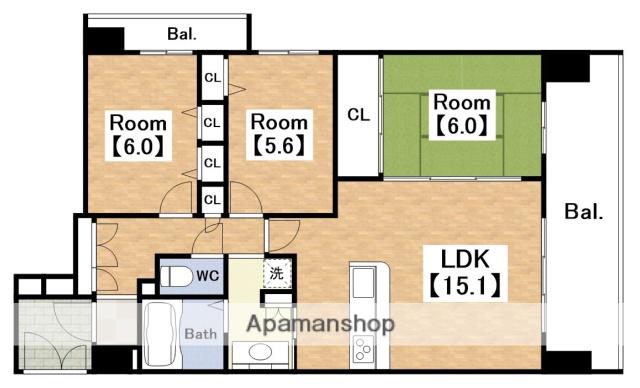 アービング西田辺・長池公園(3LDK/3階)の間取り写真