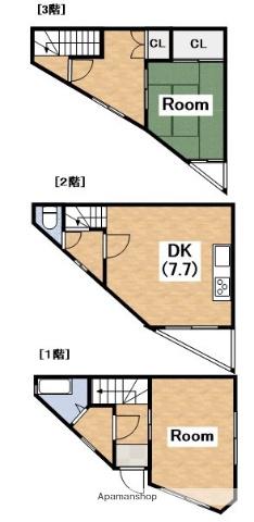 大阪環状線 寺田町駅 徒歩4分 3階建 築33年(2DK)の間取り写真