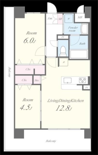 フェリスシエロ堺(2LDK/10階)の間取り写真