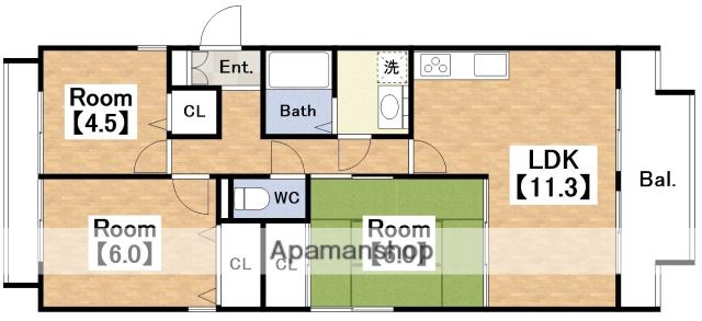 ピュアコート(3LDK/1階)の間取り写真
