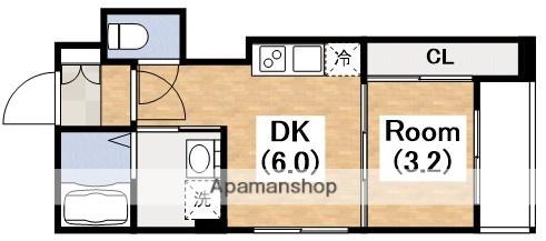 東粉浜一丁目(1DK/2階)の間取り写真