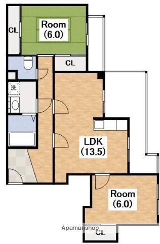 レジデンス・トーア(2LDK/5階)の間取り写真