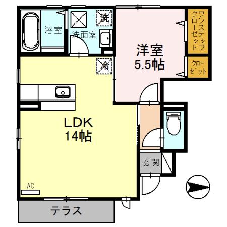 ウィステリア・ブルーム(1LDK/1階)の間取り写真
